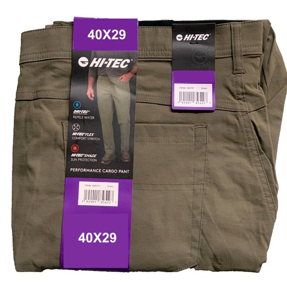HI-TEC Mens 5 Pocket Performance Cargo Pants, GREEN Size 40X29 - Picture 1 of 2